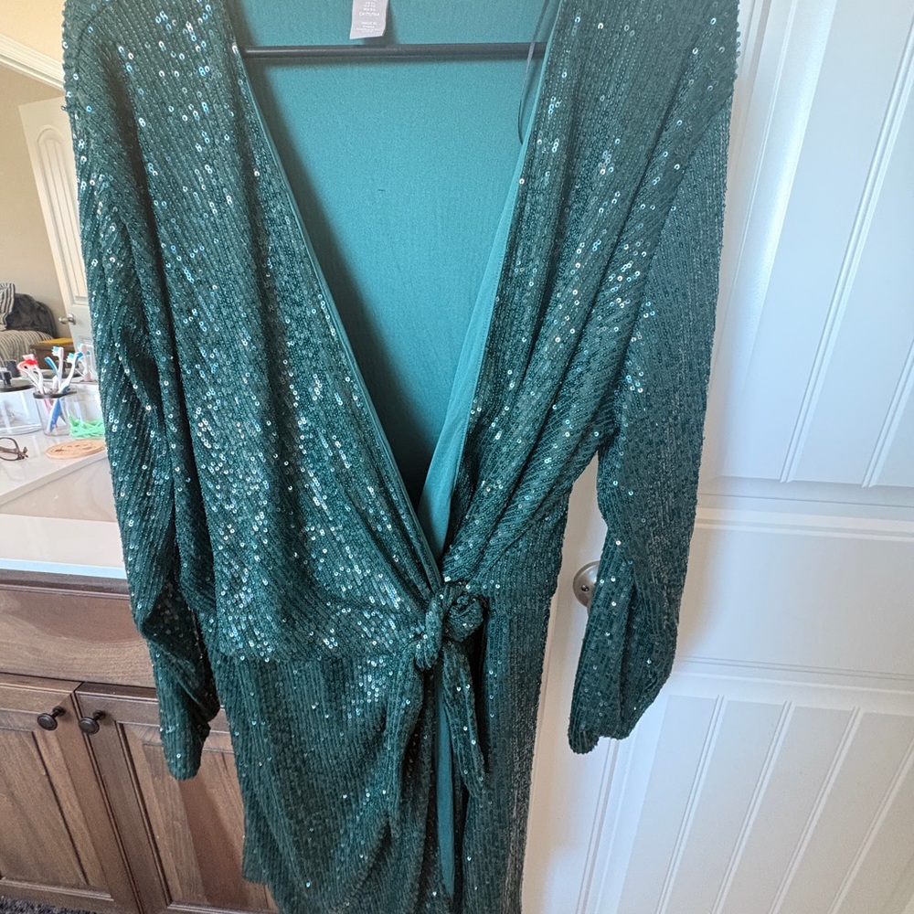 H&M Teal Dress with Sequin Detail